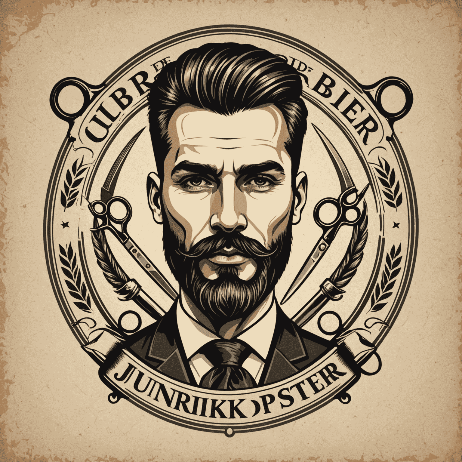 JunirKopster logo - A stylized barber pole with scissors