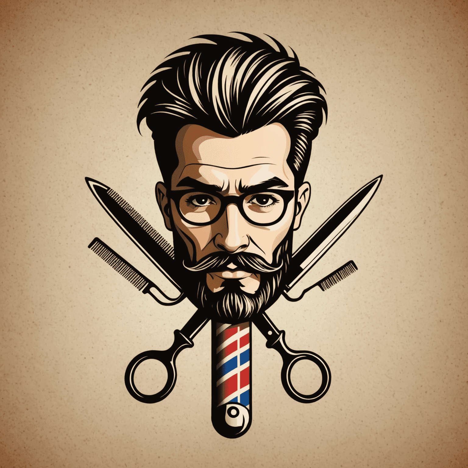 JunirKopster logo - A stylized barber pole with scissors