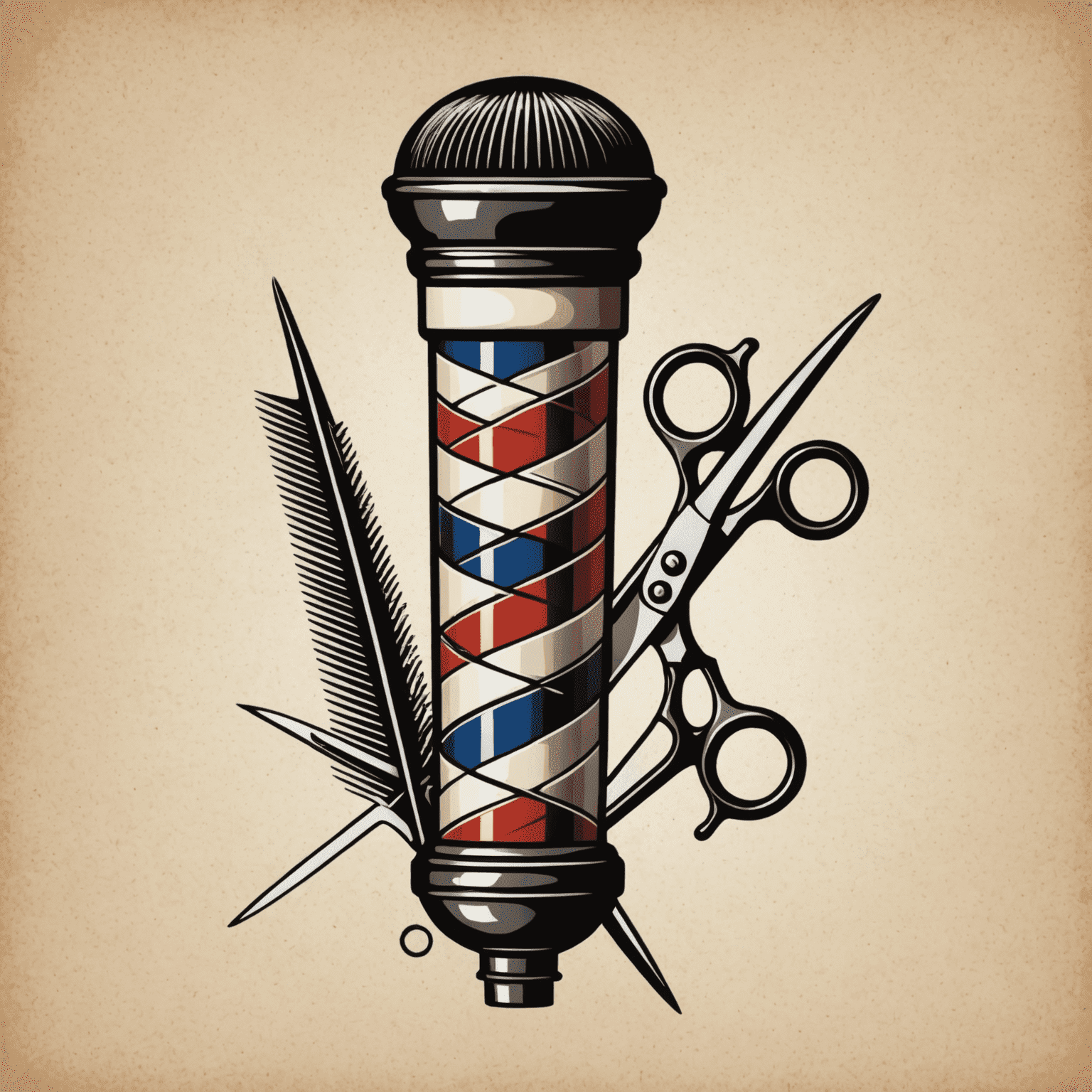JunirKopster logo - A stylized barber pole with scissors