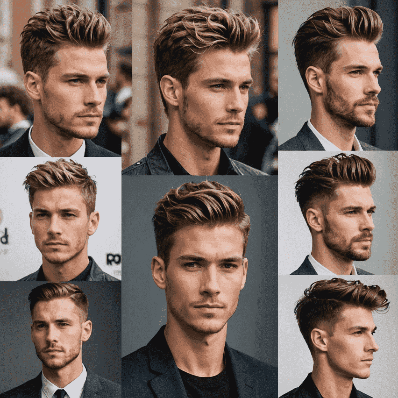 Various trendy hairstyles for men and women, showcasing modern cuts and styles suitable for at-home haircuts